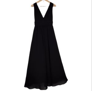 Black Bridesmaid Maxi Dress Formal Evening Gown